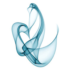 Blue and white abstract ribbon sculpture isolated on transparent background