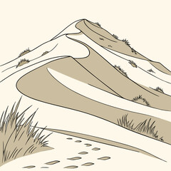 Desert hill with layered sand textures and sparse vegetation 1 © shahin9