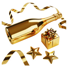 Golden Luxury Celebration with Champagne and Gift