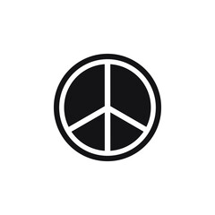 Black peace symbol icon isolated on white background