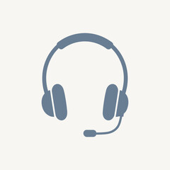 Blue Headset with Microphone Illustration.