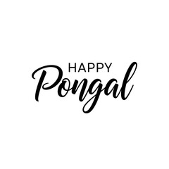 Happy Pongal Typography Icon &ndash; South Indian Harvest Festival Greeting Design