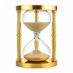 A classic hourglass design with gold accents and beige sand