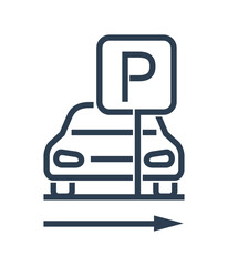 Parking sign with car symbol in bold line style