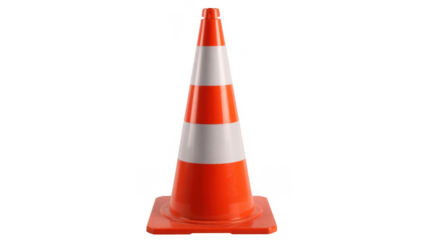 Orange and white traffic cone isolated orange cone safety cone isolated on a transparent background
