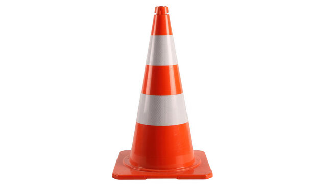 Orange and white traffic cone isolated orange cone safety cone isolated on a transparent background