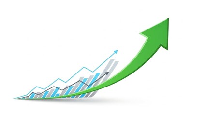 Green Arrow Graph Showing Upward Trend and Growth
