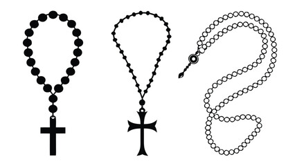 Three Types of Rosary Beads with Cross Pendants for Prayer and Reflection