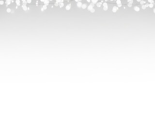 White background with sparkling white lights at the top edge