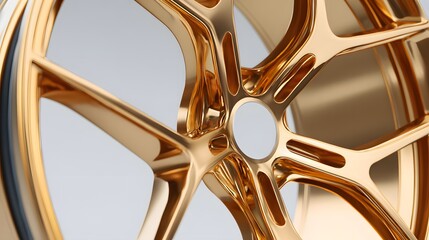 Luxury Gold Alloy Car Wheel Close-Up Detail.