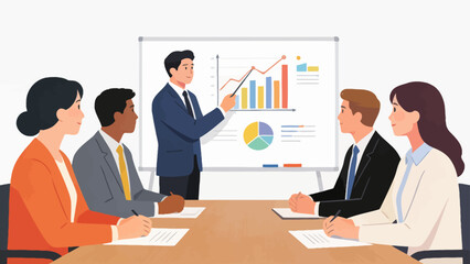Business meeting with presentation