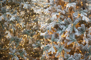 White artificial Christmas tree. new year concept