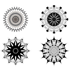 Set of vector floral and round ornamental design .