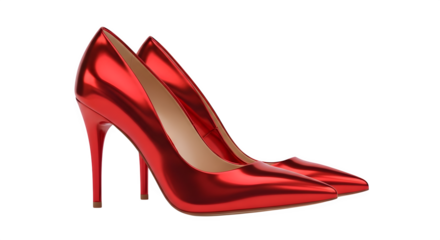Red high heeled shoe isolated on transparent background