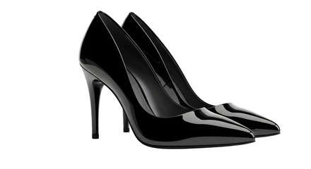 A pair of black high heeled shoes isolated on transparent background