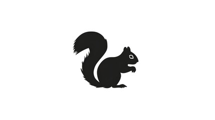 Minimalist Black Silhouette of a Cute Squirrel Icon.