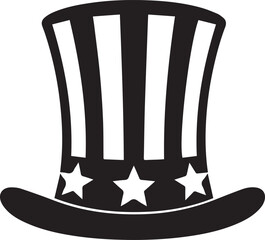 Iconic uncle sam top hat with stars and stripes