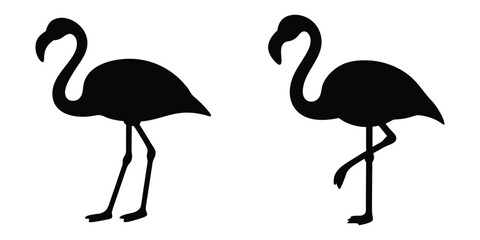 Obraz premium Flamingo vector silhouette, pink flamingo vector illustration, standing flamingo, flamingo clipart