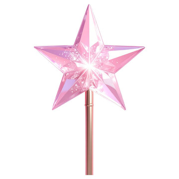 Magic pink star wand for fairytale storytelling and fantasy game achievement rewards in mobile app design