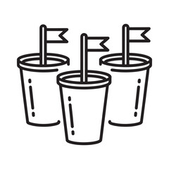 Simple illustration of three paper cups with flags black and white design
