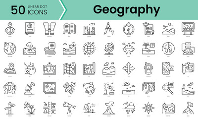 Set of geography icons. Line art style icons bundle. vector illustration © IcoKitty