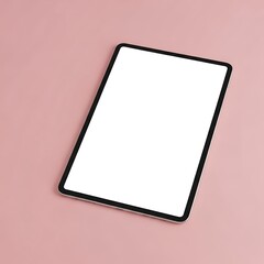 Modern Tablet Device on Pink Background Technology Display