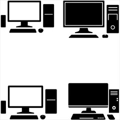 Vector illustration of a flat desktop computer monitor and mobile electronic devices representing modern digital technology and business design
