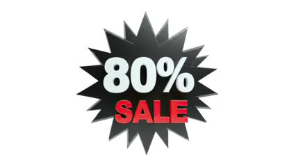 80% Sale Burst on White Background