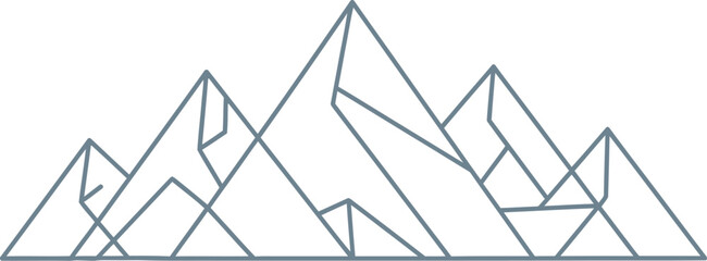 Fototapeta premium Minimalist geometric line art depicting a rugged mountain range silhouette in a clean modern abstract style perfect for branding