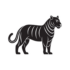 Flat Style Bengal Tiger Powerful Wildlife Silhouette