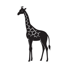 Flat Style Giraffe Standing Tall Animal Silhouette