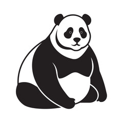 Flat Style Giant Panda Cute Wildlife Silhouette