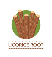Licorice root icon in flat colors for nutrition or skincare