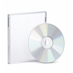 A shiny silver disc next to a clear, empty plastic case