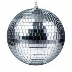 Shiny, reflective orb with mirrored squares suspended from a chain