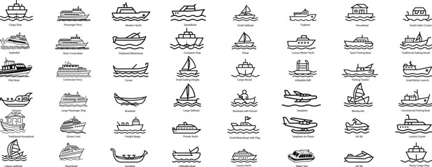 Vector illustration set of tree icons in different styles featuring black silhouette and cartoon design elements for nature and travel logo collection