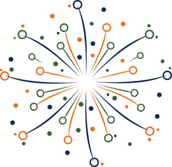 Abstract colorful radial burst vector illustration with connected dots and lines in modern flat style for data visualization and decorative designs