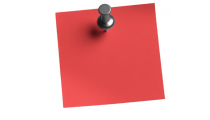 Red Post-it Note with Silver Thumbtack sticky note isolated on a transparent background