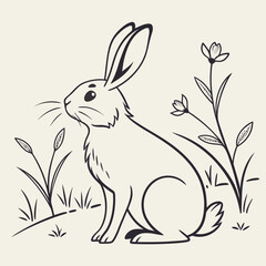 Curious rabbit in wildflowers