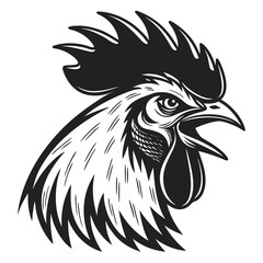 Proud rooster head silhouette