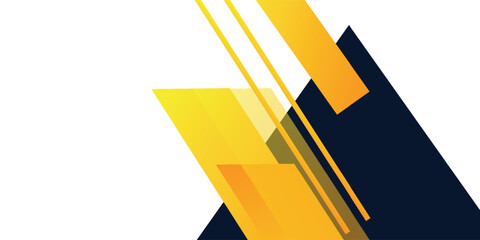 Abstract wide banner background with space for text. Modern dark blue and yellow geometric shapes with shadow. Elegant design. Suit for business, cover, header, presentation, corporate, website
