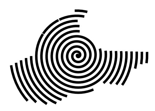 Symbol Map of the Region Brcko District BiH (Bosnia and Herzegovina) showing the region with a black spiral line