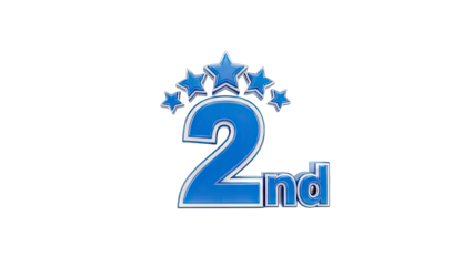 Second Place Symbol with Stars on White Background
