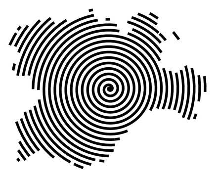 Symbol Map of the Region Castilla y Leon (Spain) showing the region with a black spiral line