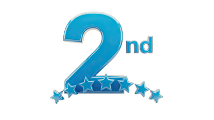 Second Place Symbol with Stars on White Background