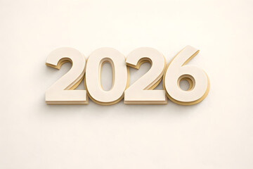 A 3D rendered beige text '2026' on a light beige background with subtle shadows, giving a sense of depth and dimension to the image.