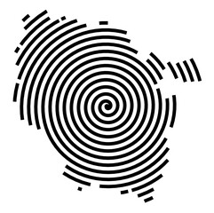 Symbol Map of the Region Lorraine (France) showing the region with a black spiral line