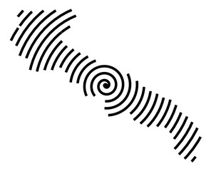 Symbol Map of the Region Puglia (Italy) showing the region with a black spiral line