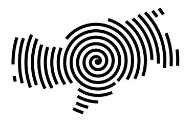 Symbol Map of the Region Provincia Autonoma di Bolzano_Bozen (Italy) showing the region with a black spiral line