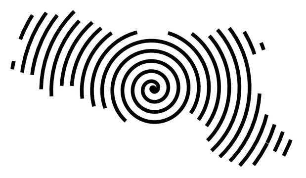 Symbol Map of the Region Emilia-Romagna (Italy) showing the region with a black spiral line